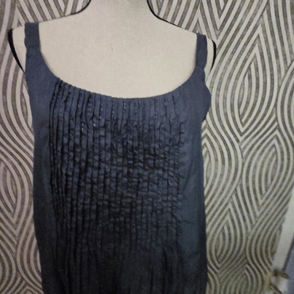 Eileen fisher 100% silk navy blue tunic top or dress sequins - Picture 2 of 8